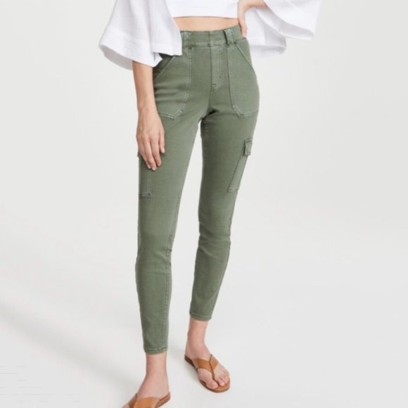 SPANX Stretch Twill Ankle Cargo Pant Soft Sage Sz S - Picture 1 of 14